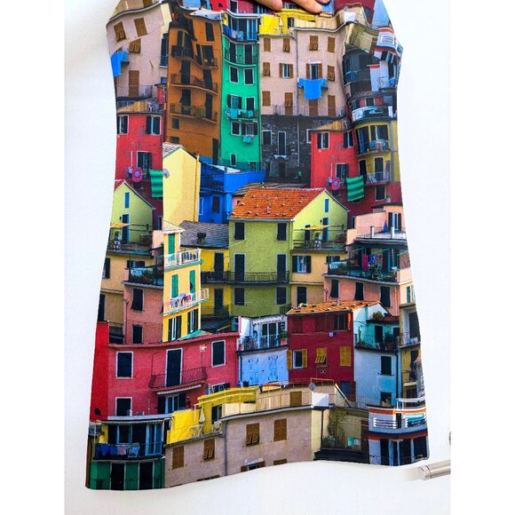 Alice + Olivia Clyde Shift Mini Dress Italian Landscape Rainbow Buildings 8 - Picture 6 of 15